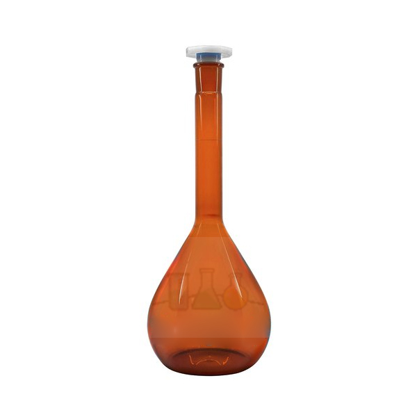 Amber Volumetric Flasks, Unserialized With Penny Head Stopper CLASS- A