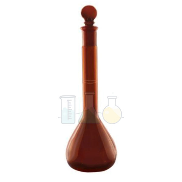 Amber Volumetric Flask, Serialized, With Penny Head Stopper CLASS A