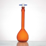 Amber Volumetric Flask, Unserialized, With PTFE Stopper CLASS A